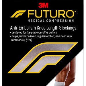 FUTURO Anti-Embolism Knee Length Stockings, Medium, White, Moderate (18 mm/Hg)